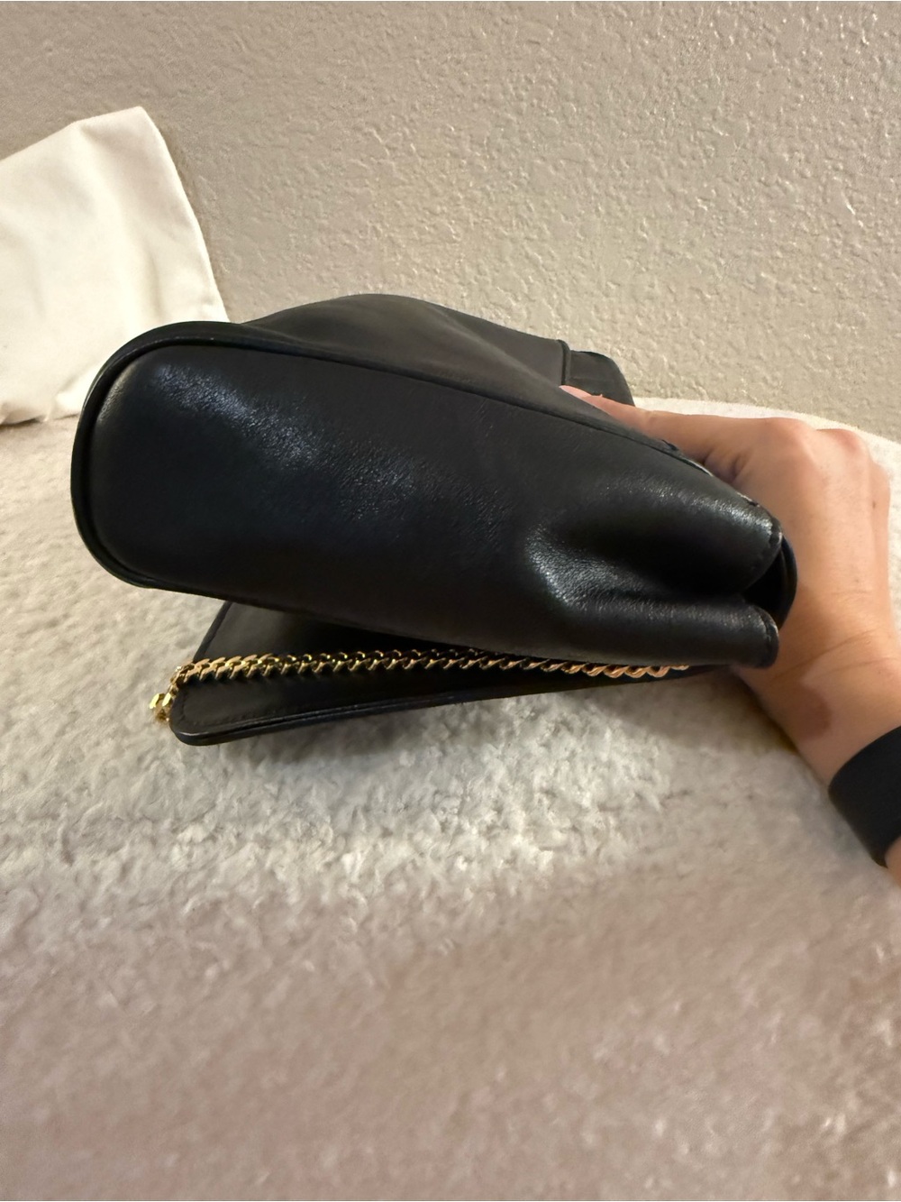 Vintage Celine Black Diagonal Quilted Leather Crossbody bag with Gold Chain - Picture 12 of 16